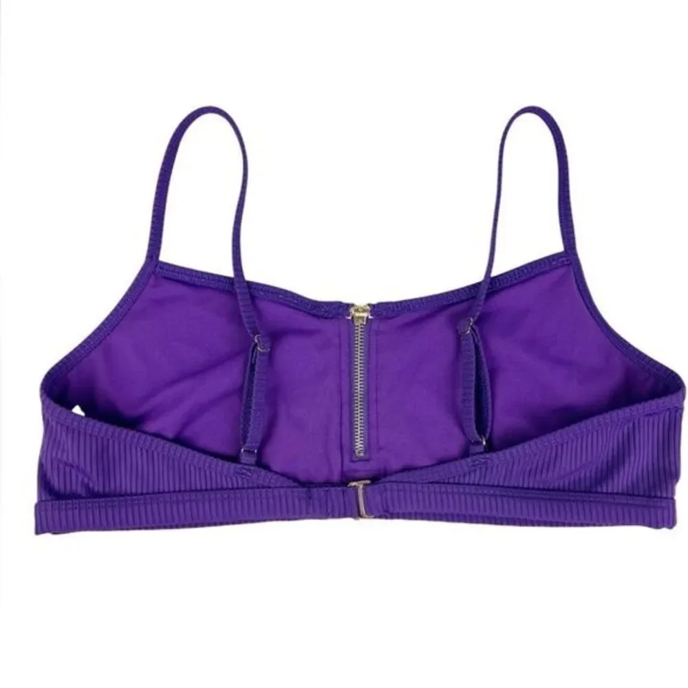 Revamped Dark‎ Purple Ribbed Bikini Top Size XL